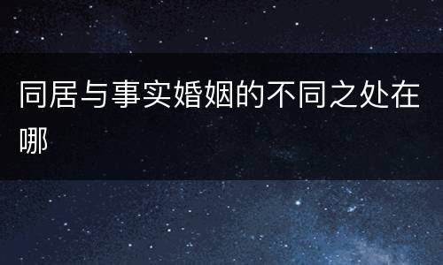 同居与事实婚姻的不同之处在哪