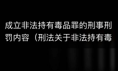 成立非法持有毒品罪的刑事刑罚内容（刑法关于非法持有毒品罪的规定）