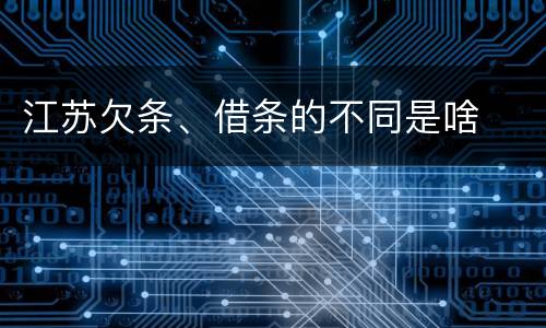 江苏欠条、借条的不同是啥