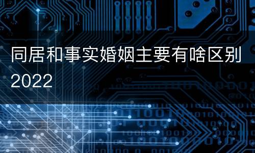 同居和事实婚姻主要有啥区别2022