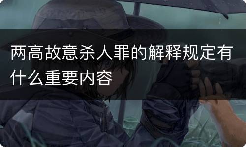 两高故意杀人罪的解释规定有什么重要内容