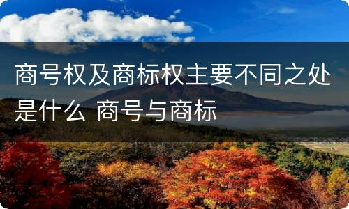 商号权及商标权主要不同之处是什么 商号与商标