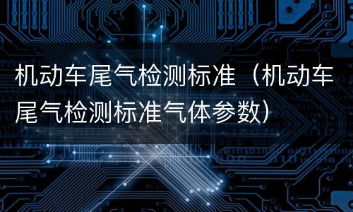 机动车尾气检测标准（机动车尾气检测标准气体参数）