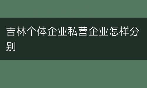 吉林个体企业私营企业怎样分别