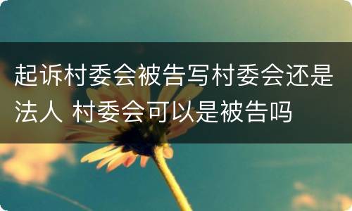 起诉村委会被告写村委会还是法人 村委会可以是被告吗
