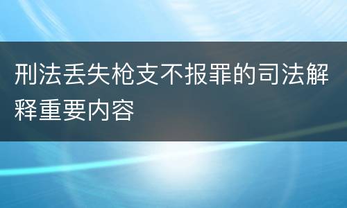 刑法丢失枪支不报罪的司法解释重要内容