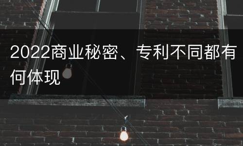 2022商业秘密、专利不同都有何体现