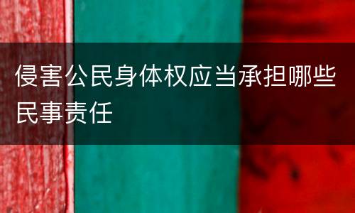 侵害公民身体权应当承担哪些民事责任