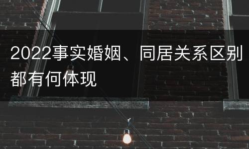 2022事实婚姻、同居关系区别都有何体现
