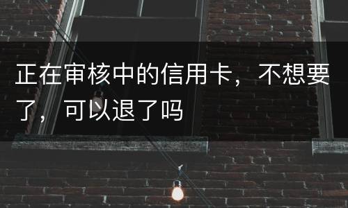 正在审核中的信用卡，不想要了，可以退了吗