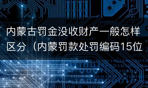 内蒙古罚金没收财产一般怎样区分（内蒙罚款处罚编码15位怎么缴纳）