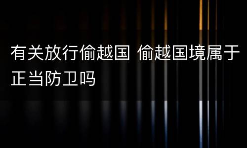 有关放行偷越国 偷越国境属于正当防卫吗