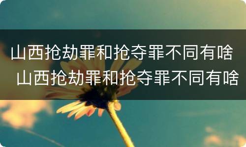 山西抢劫罪和抢夺罪不同有啥 山西抢劫罪和抢夺罪不同有啥关系