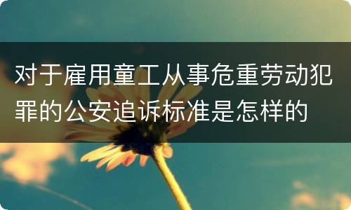 对于雇用童工从事危重劳动犯罪的公安追诉标准是怎样的