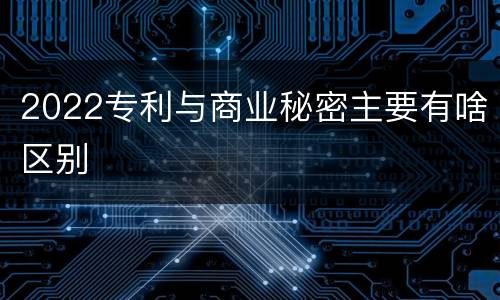 2022专利与商业秘密主要有啥区别