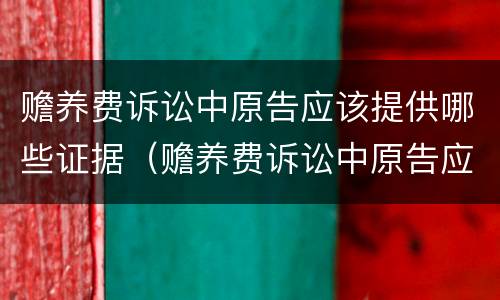 赡养费诉讼中原告应该提供哪些证据（赡养费诉讼中原告应该提供哪些证据材料）