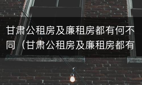 甘肃公租房及廉租房都有何不同（甘肃公租房及廉租房都有何不同呢）