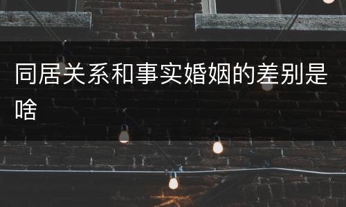 同居关系和事实婚姻的差别是啥