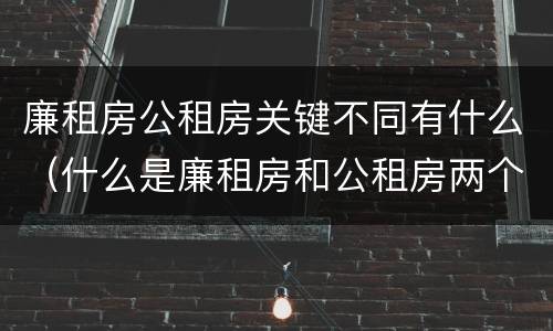 廉租房公租房关键不同有什么（什么是廉租房和公租房两个有什么特点）