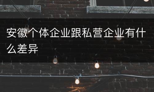 安徽个体企业跟私营企业有什么差异