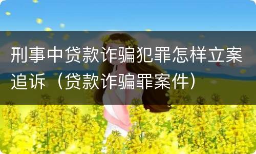 刑事中贷款诈骗犯罪怎样立案追诉（贷款诈骗罪案件）