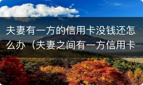 夫妻有一方的信用卡没钱还怎么办（夫妻之间有一方信用卡不还,会有影响吗）