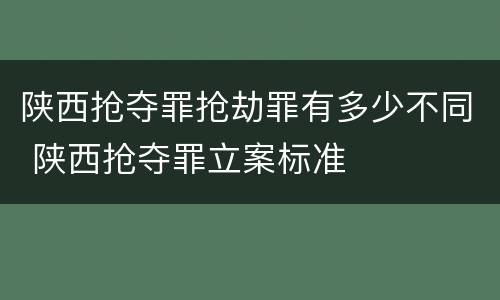 陕西抢夺罪抢劫罪有多少不同 陕西抢夺罪立案标准