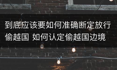 到底应该要如何准确断定放行偷越国 如何认定偷越国边境