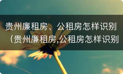 贵州廉租房、公租房怎样识别（贵州廉租房,公租房怎样识别房源）