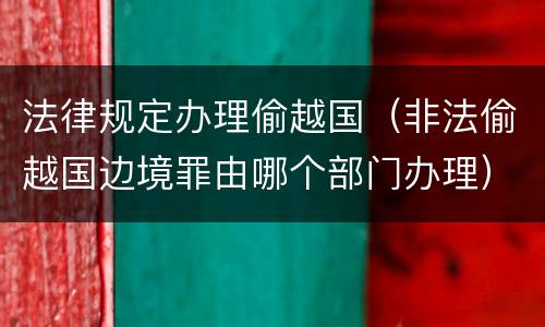 法律规定办理偷越国（非法偷越国边境罪由哪个部门办理）