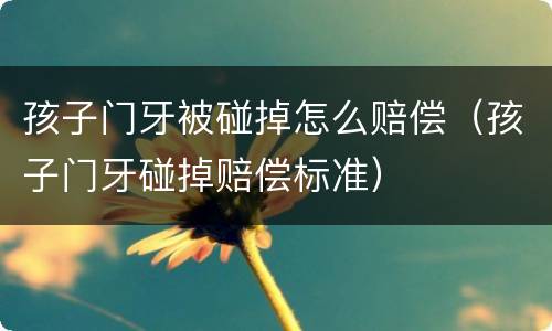 孩子门牙被碰掉怎么赔偿（孩子门牙碰掉赔偿标准）