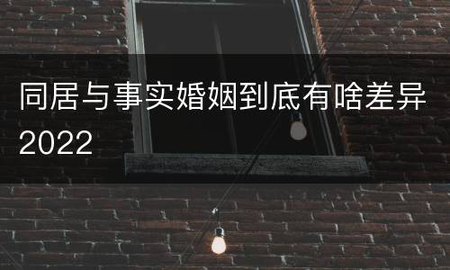 同居与事实婚姻到底有啥差异2022