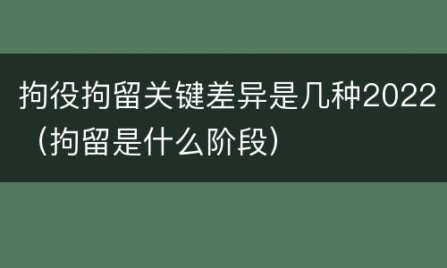 拘役拘留关键差异是几种2022（拘留是什么阶段）