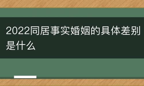 2022同居事实婚姻的具体差别是什么