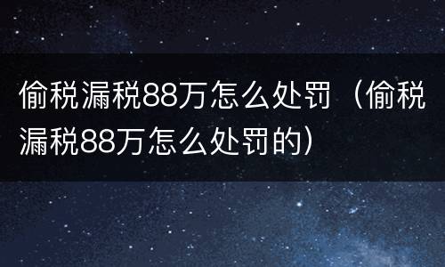 偷税漏税88万怎么处罚（偷税漏税88万怎么处罚的）