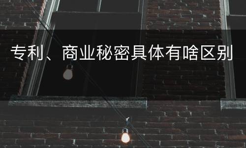 专利、商业秘密具体有啥区别