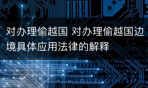 对办理偷越国 对办理偷越国边境具体应用法律的解释