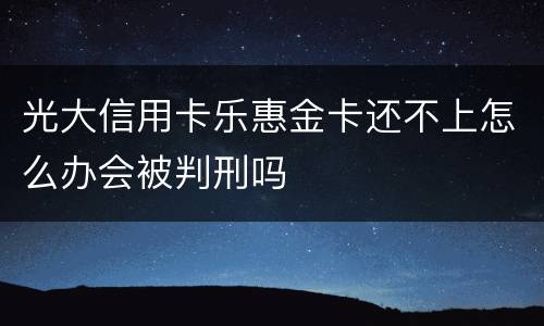 光大信用卡乐惠金卡还不上怎么办会被判刑吗