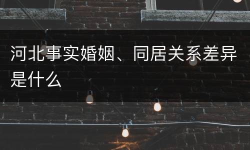 河北事实婚姻、同居关系差异是什么