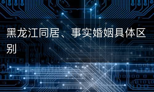 黑龙江同居、事实婚姻具体区别