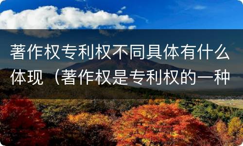 著作权专利权不同具体有什么体现（著作权是专利权的一种吗）