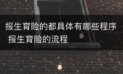 报生育险的都具体有哪些程序 报生育险的流程