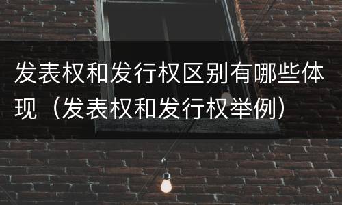 发表权和发行权区别有哪些体现（发表权和发行权举例）