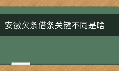 安徽欠条借条关键不同是啥