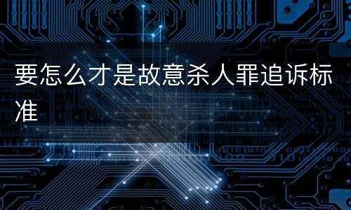 要怎么才是故意杀人罪追诉标准