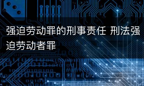 强迫劳动罪的刑事责任 刑法强迫劳动者罪