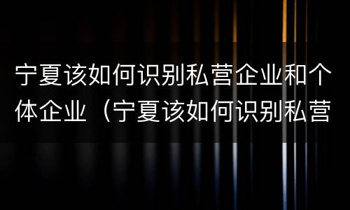 宁夏该如何识别私营企业和个体企业（宁夏该如何识别私营企业和个体企业）