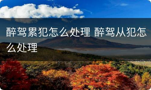 醉驾累犯怎么处理 醉驾从犯怎么处理