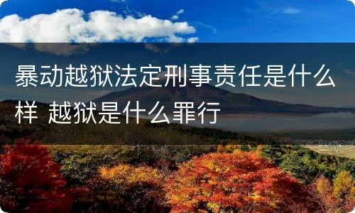 暴动越狱法定刑事责任是什么样 越狱是什么罪行