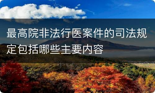 最高院非法行医案件的司法规定包括哪些主要内容